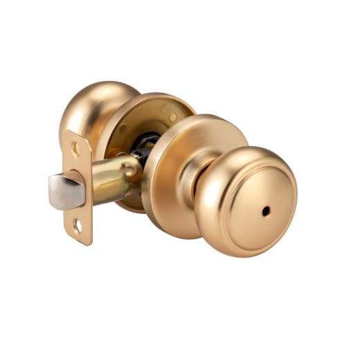 Champagne Bronze Bathroom Door Knobs with Release Lock Hole