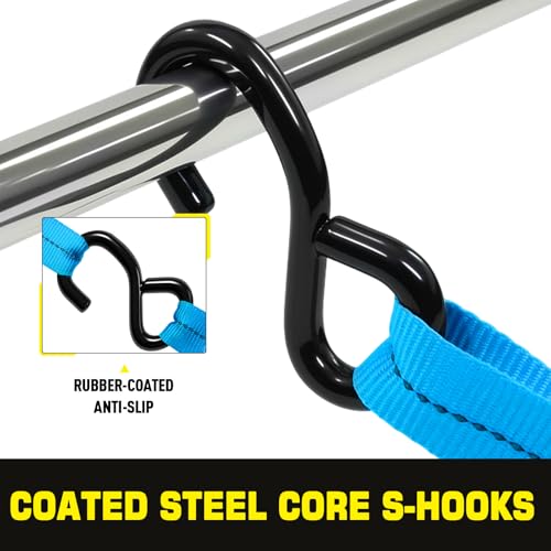 Ratchet Tie Down Straps 4pk 1" x15ft 1650lbs Motorcycle Tie Down Straps (Blue / 1650LB - 15Ft)