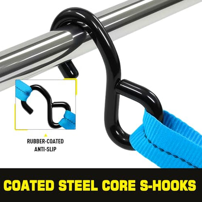 Ratchet Tie Down Straps 4pk 1" x15ft 1650lbs Motorcycle Tie Down Straps (Blue / 1650LB - 15Ft)