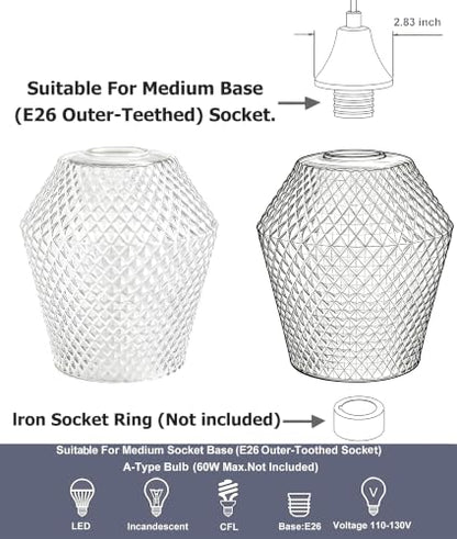 2Pcs Small Glass Lamp Shades (Clear)