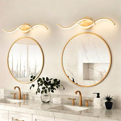 Brushed Nickel Curved 5CCT Bathroom Vanity Light Fixture Over Mirror