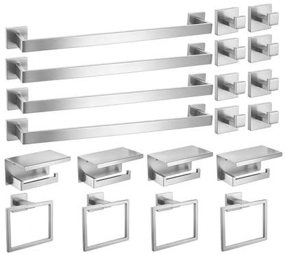 10 Pieces Bathroom Accessories Set Brushed Nickel Bathroom Hardware Set 24 Inch SUS304 Bath Towel Bar Set Towel Rack Set for Bathroom Wall Mounted