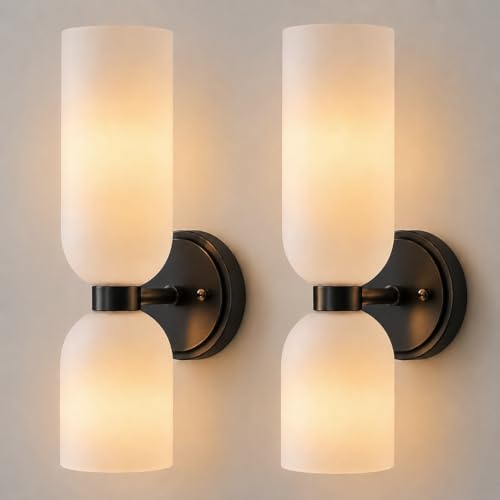 Milk Glass Bathroom Wall Sconces Set of Two
