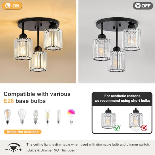 Crystal Semi Flush Mount Ceiling Light
