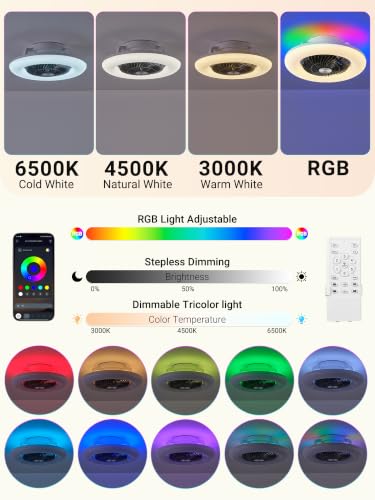 Bladeless Low Profile Ceiling Fan RGB