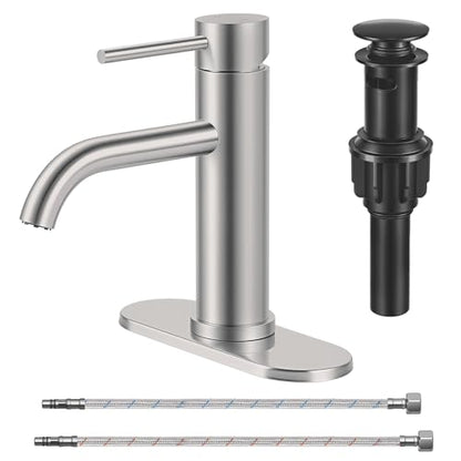 Bathroom Sink 1 Hole Single Handle Lever Faucets Stainless Steel