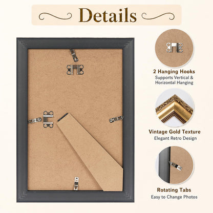 8x12 Vintage Picture Frame with 6x8 Mat Set of 2 (Gold / 8x12 inch)
