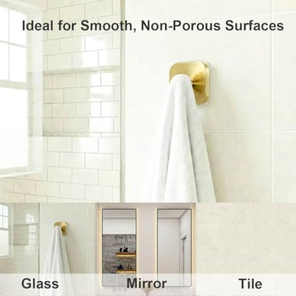 Suction Cup Hooks for Shower (Brushed Gold / 4 Pack)