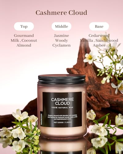 Cashmere Cloud Scented Candles for Home Cozy Winter Gifts Women (Small Jar / Cashmere Cloud)