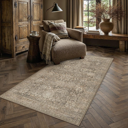 Area Rugs 4x6 Light Brown Vintage Rug for Living Room (Retro | Light Brown / 4' x 6' (Rectangular))