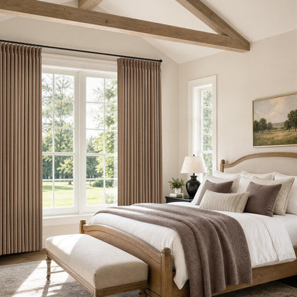 Rust Brown Pinch Pleat Light Filter Extra Long Curtains 120 Inches Length (Rust Brown / 40"W x 120"L (Pack of 2))
