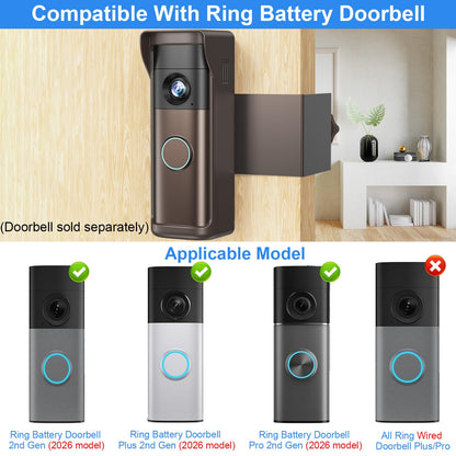 Anti Theft Doorbell Mount Compatible with Ring Newest 2026 Battery Doorbell (Brown)