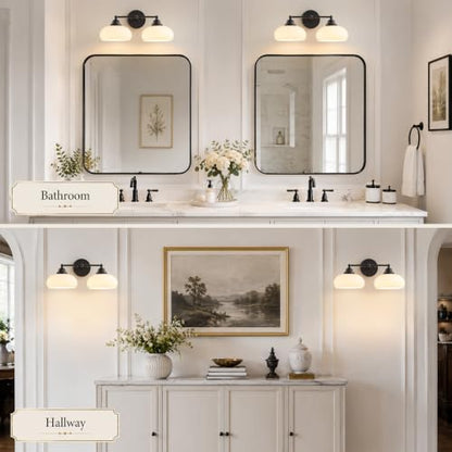 Vintage Milk Glass Wall Sconce (Black)