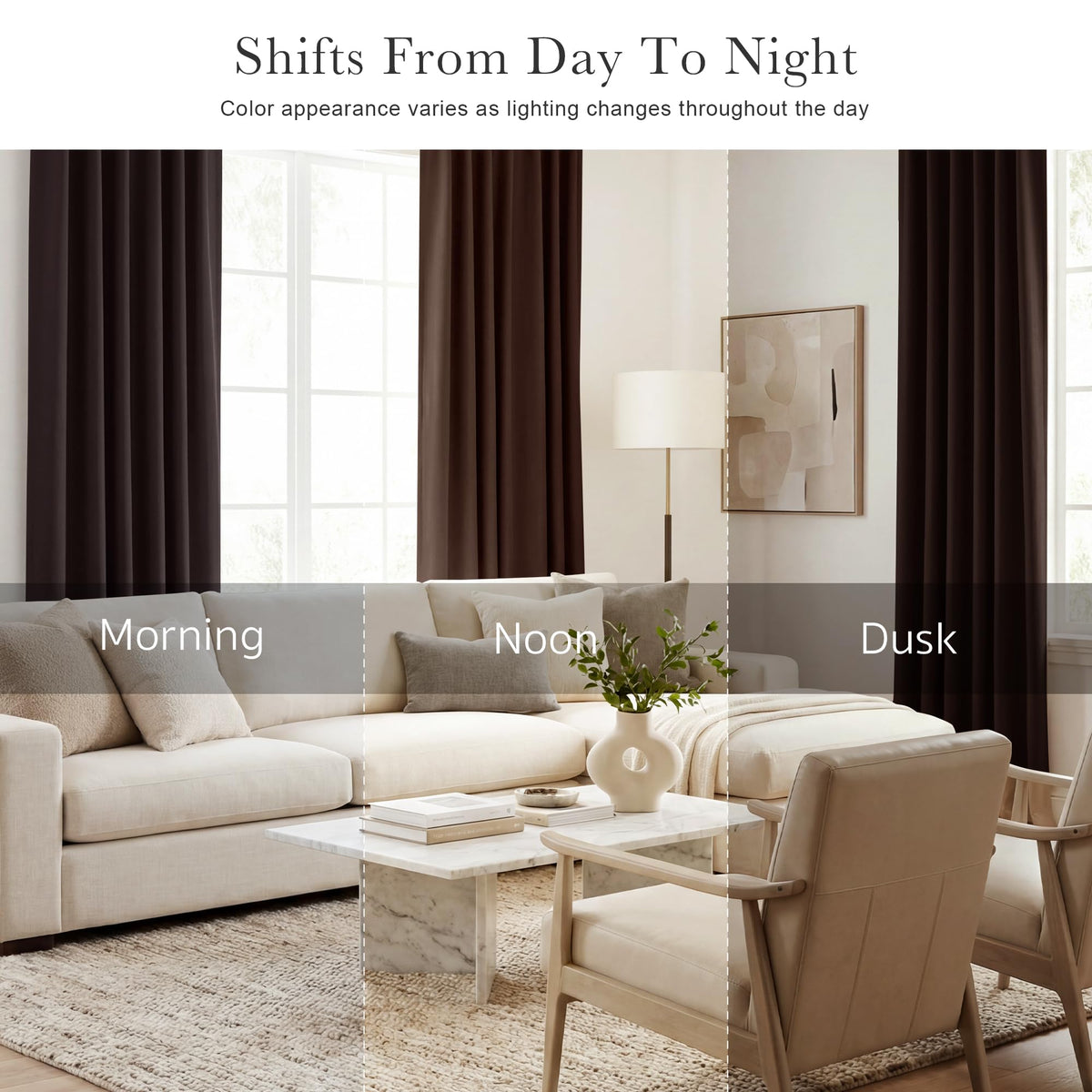 Blackout Curtains Thermal Insulated Window Treatment Panels Room Darkening Shade Drapes for Living Room Back Tab (Brown / 34"W x 63"L (Pack of 2))
