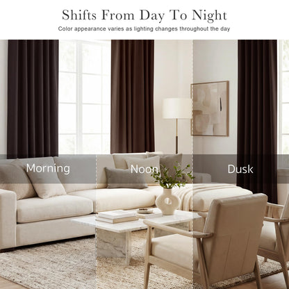 Blackout Curtains Thermal Insulated Window Treatment Panels Room Darkening Shade Drapes for Living Room Back Tab (Brown / 34"W x 63"L (Pack of 2))
