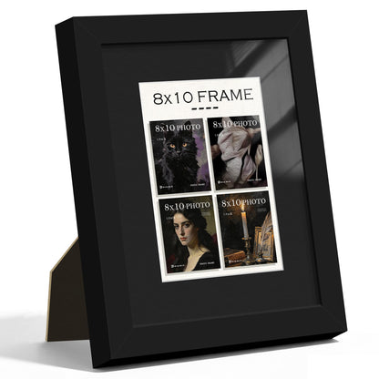 8x10 Black Wooden Picture Frame (Black Frame Black Mat / 8x10)