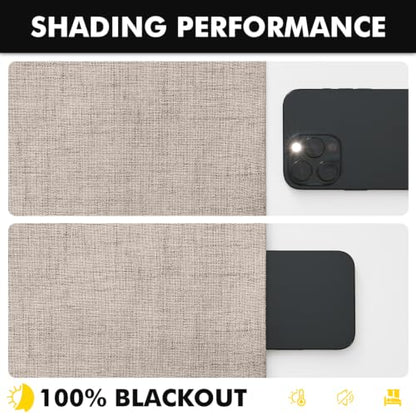 100% Blackout Linen Curtains 2 Panels Set for Bedroom Solid Luxury Decor Thermal Insulation Room Darkening Back Tab Rod Pocket Drapes for Living Room Nursery