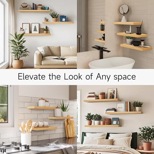 Light Oak Toned Floating Shelves 22.5in (G. Oak-toned - Mid-century Revival Style / 22.5inches)
