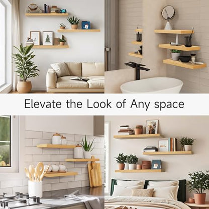 Light Oak Toned Floating Shelves 22.5in (G. Oak-toned - Mid-century Revival Style / 22.5inches)