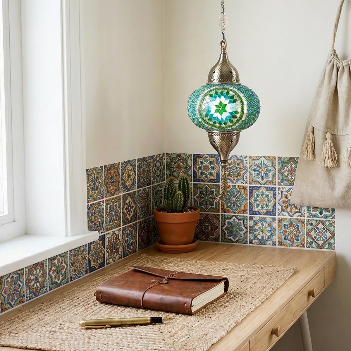 Turkish Moroccan Mosaic Pendant Light (Green)