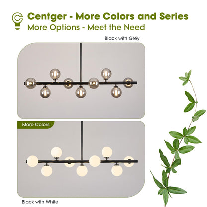 Linear Sputnik Dining Chandelier (Black + Grey / 9-Light 40 Inch)