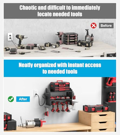 Modular Power Tool Organizer Wall Mount with Charging