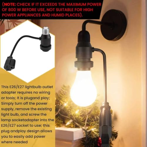 3 in 1 Light Socket Outlet Adapter with Extension Cord