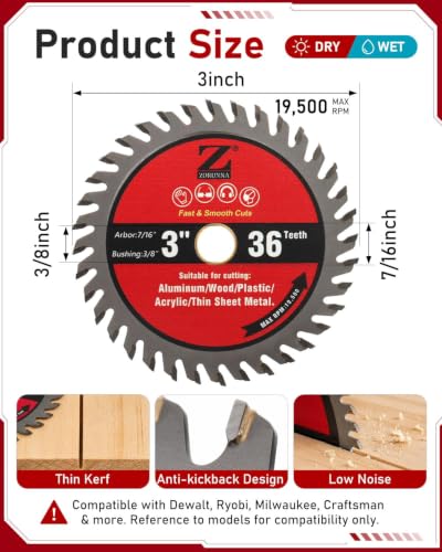 Circular Saw Blade Set Tungsten Carbide Tipped Fast Clean Cutting Blades