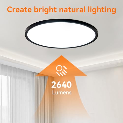 6PK 12inch Dimmable LED Flush Mount Ceiling Light (Black / 12 inch)
