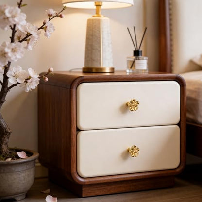 Solid Brass Gold Cabinet Knobs Flower Dresser Handles Pulls Brushed Drawer (Gold)