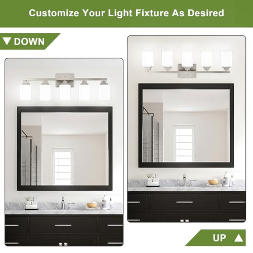 Brushed Nickel Bathroom Light Fixtures (Nickel-White Shade / 5-Light)