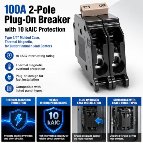 2 Pole 100 Amp Circuit Breaker Replacement for Load Centers Type 3 (Breaker-100)
