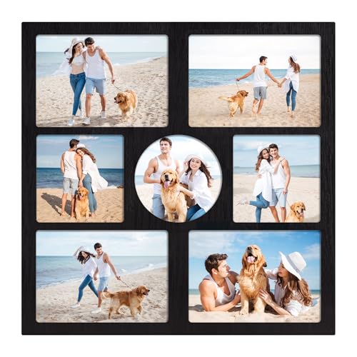 5x7 and 5x5 Collage Picture Frame (Rustic Black / 15.6x15.6in (1Pack))
