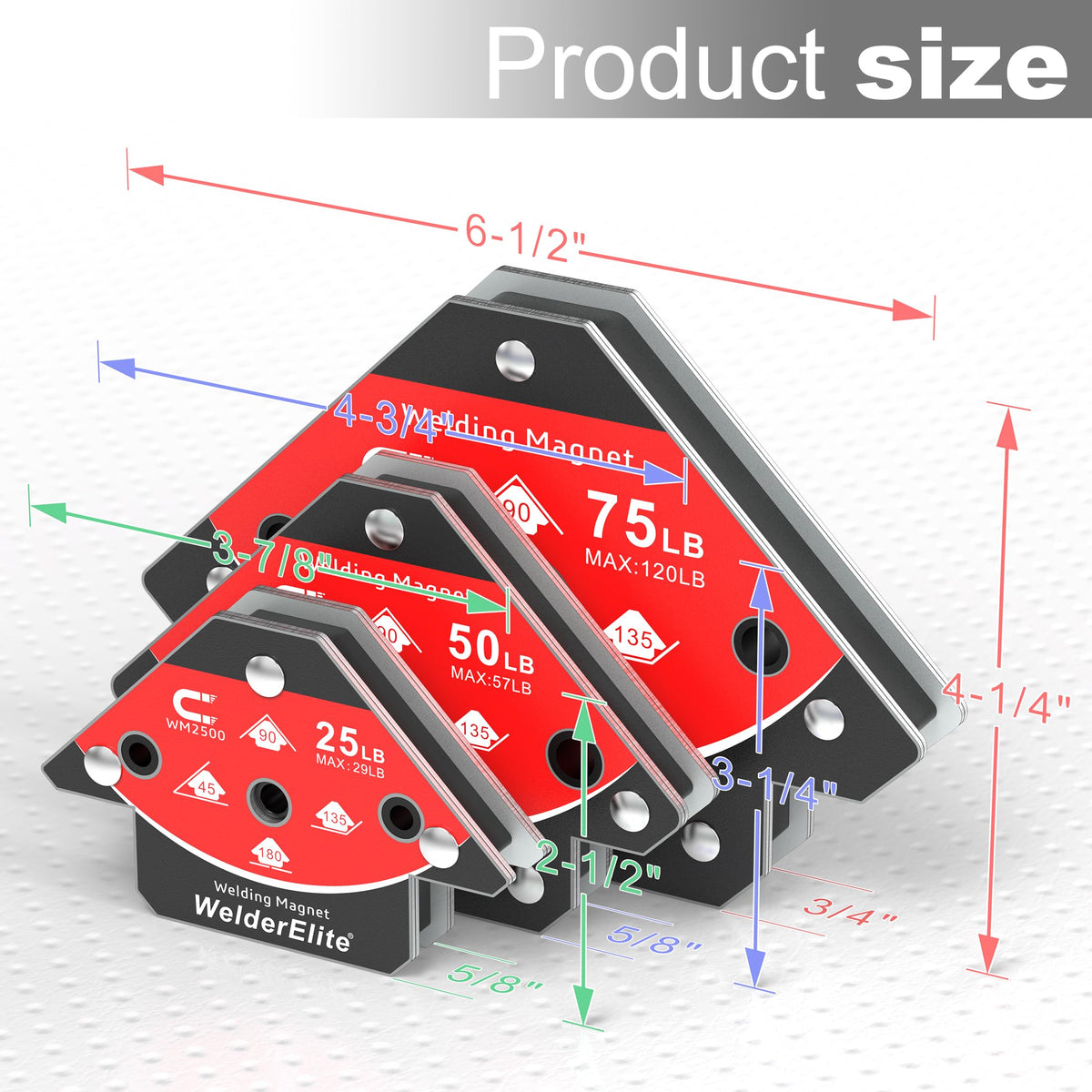 Welding Magnets 6 (25, 50, 75 Lb - Set of 2)