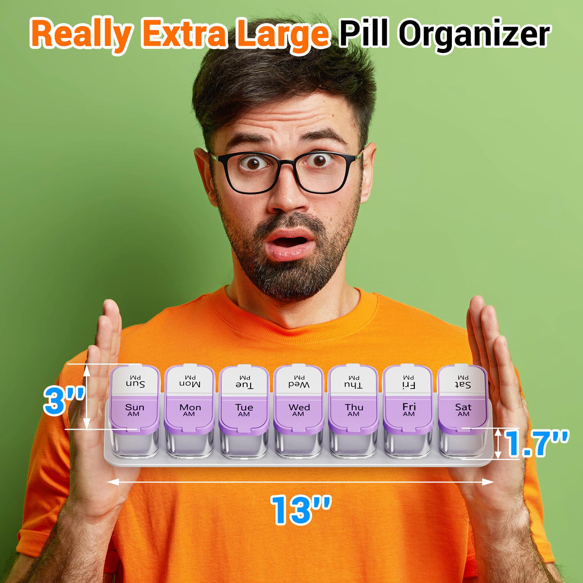 Large Pill Organizer 7 Day (Purple)