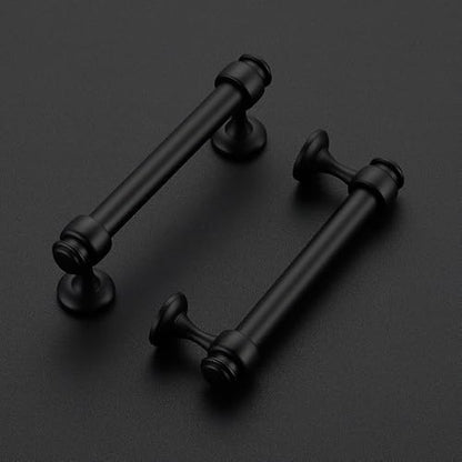 4 Pack Black Cabinet Handles (Black / 3-3/4 Inch Hole Centers)