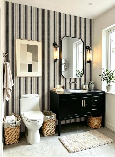 Peel and Stick Wallpaper Black and Cream White Hand (Black and Cream White / 17.3" x 78.7")