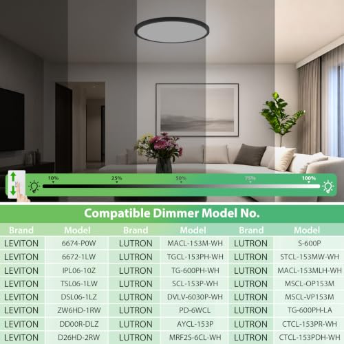 Black LED Flush Mount Ceiling Light Fixtures Dimmable 5CCT