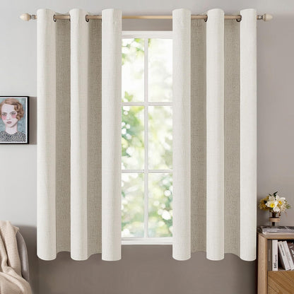 100% Blackout Linen Curtains for Bedroom 42x63 Inches Linen Beige (Linen Beige / 42"W x 63"L (Pack of 2))