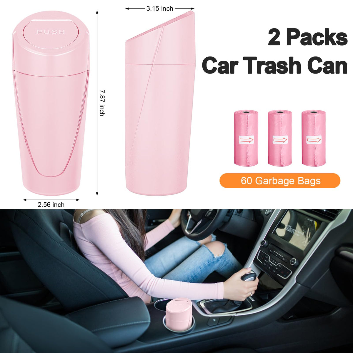 Car Trash Can (Pink / Round)