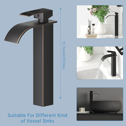 Tall Bathroom Faucet Vessel Sink Faucet with Drain (With Drain / Oil Rubbed Bronze)