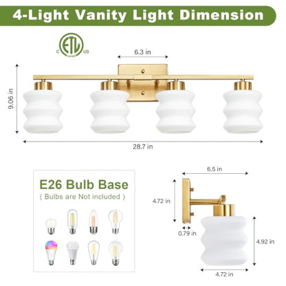 Modern Bathroom Light Fixtures (Gold / 4-Light)