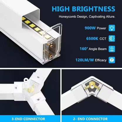 Hexagon Garage Lights 14 Hex 6500K Super Bright Honeycomb LED Lights with Rectangle Frame
