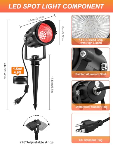 Halloween Red Landscape Lights Outdoor (Red / 2 Pack)
