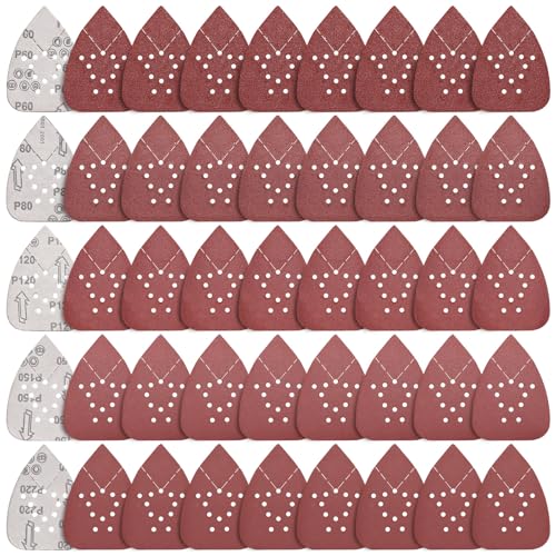 Oscillating Tool Sanding Pads Kit Triangle Sanding Pads and Finger Sanding Pad Fit for Finishing Wood Plaster Metal Leather Compatible with Multiple Tools