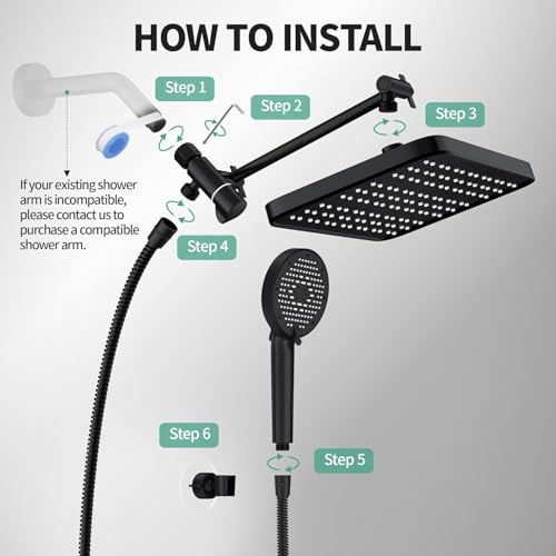 12 Inch Rain Shower Head with Handheld Combo