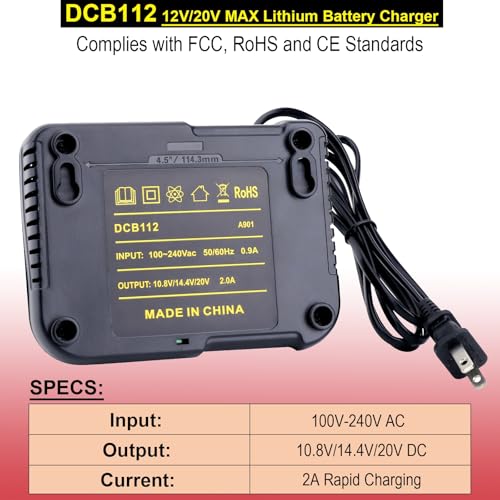 20V MAX Cordless Tool Battery Charger DCB104 DCB112