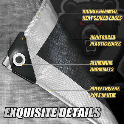 Tarps Heavy Duty Waterproof 10'x12' (Silver/Black / 10' X 12')