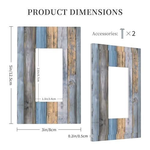 Rustic Grey Teal Wood Light Switch Cover Decorative Gray Blue Wooden Duplex Outlet Covers Wall Plate Switch Plate Covers Electrical Outlets Faceplate for Kitchen Bathroom Bedroom 5" x 3"