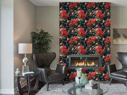 Dark Snake Floral Wallpaper